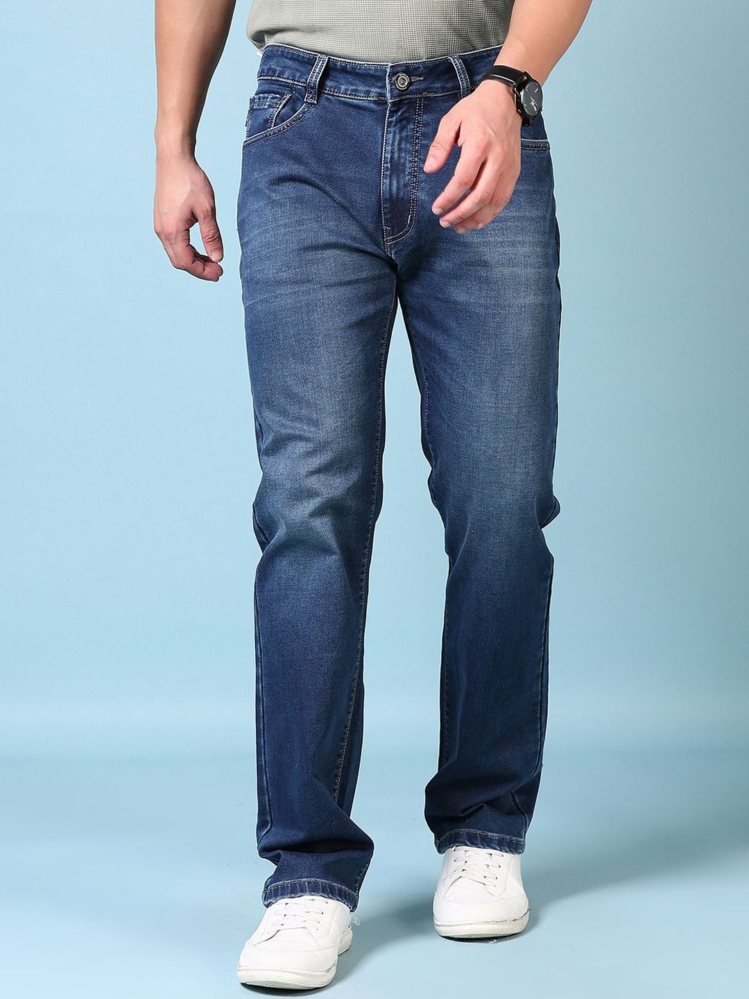 

V-Mart Men Light Fade Cotton Mid-Rise Jeans, Blue