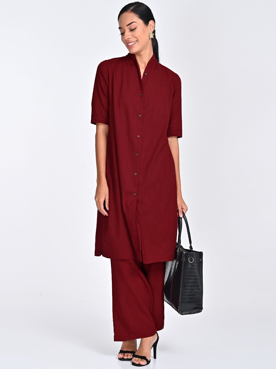 

Saltpetre Organic Cotton Long Shirt With Trouser, Maroon