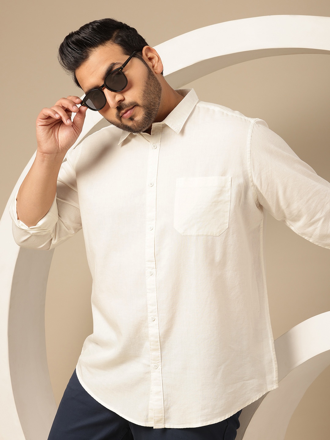 

Sztori Plus Size Premium Solid Casual Shirt, Off white