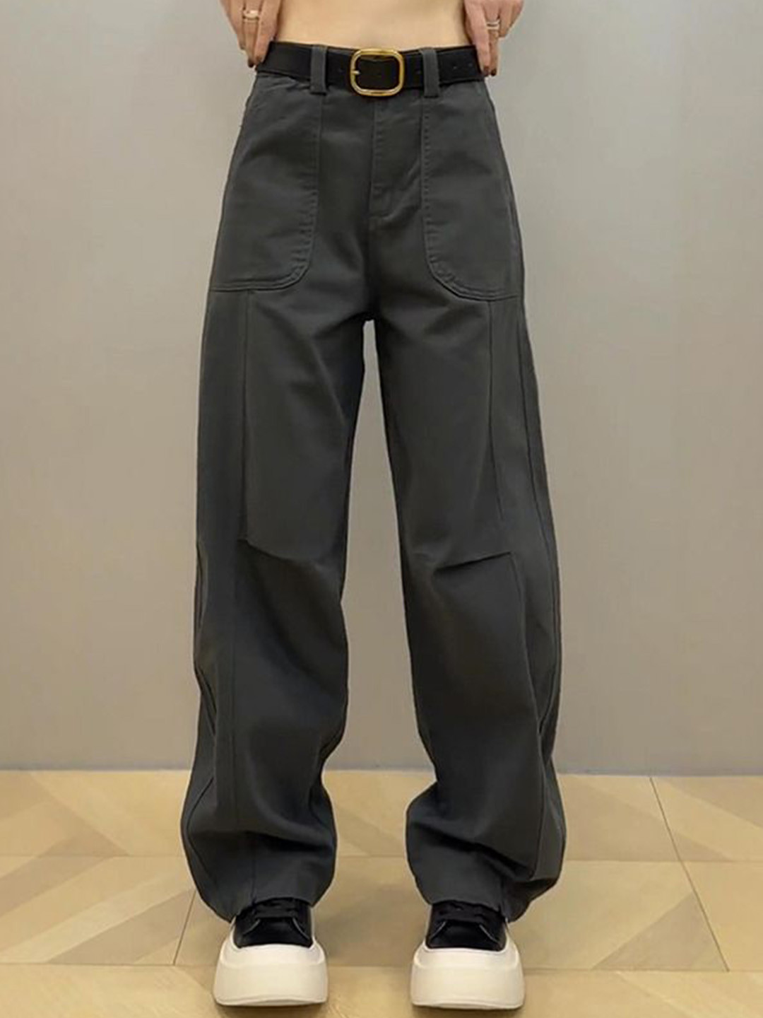 

StyleCast Women Loose Fit Cargos Trouser, Grey