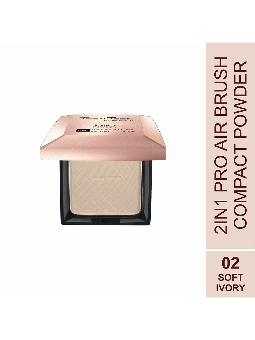 

TEEN TEEN COSMETICS 2 In 1 Pro Air Brush Flawless Compact Powder - 20 g - Soft Ivory 02, Beige