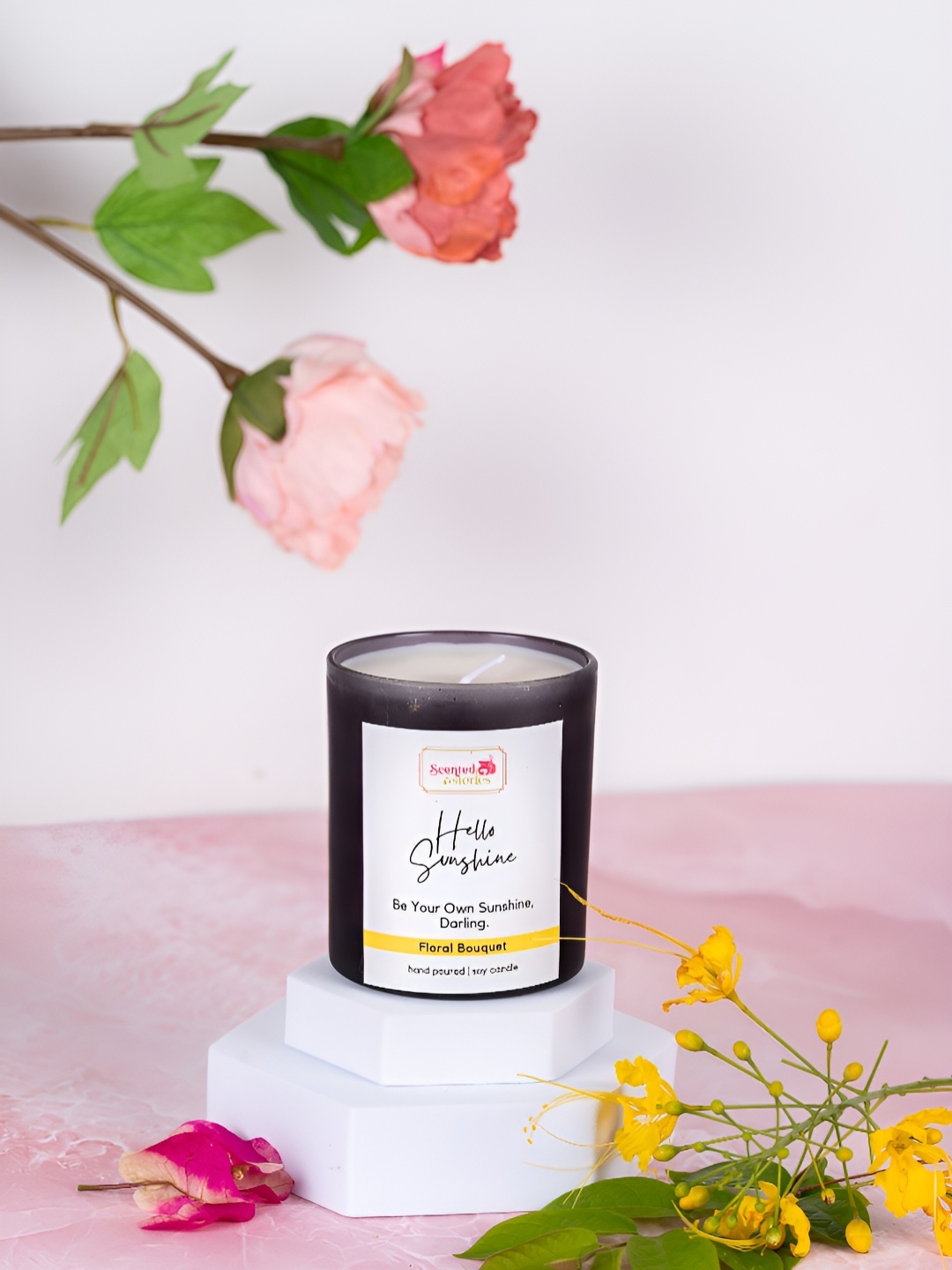 

Scented Stories White & Black Hello Sunshine Jar Floral Scented Candle