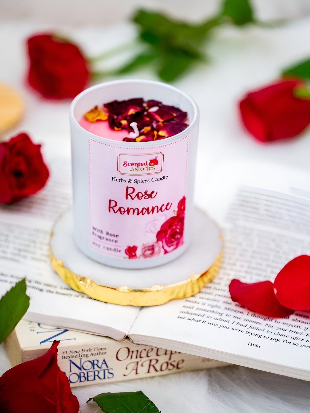 

Scented Stories Pink & White Rose Romance Scented Candle