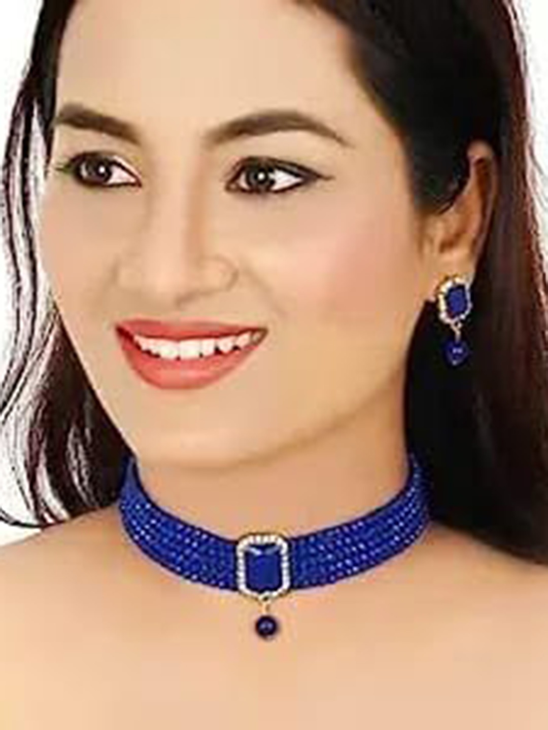

Kezlin Gold-Plated Stone Studded & Beaded Kottage Choker Jewellery Set