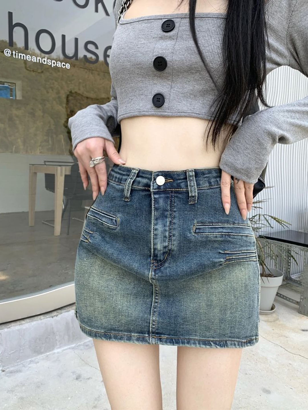 

StyleCast Women Straight Mini Denim Skirt, Blue