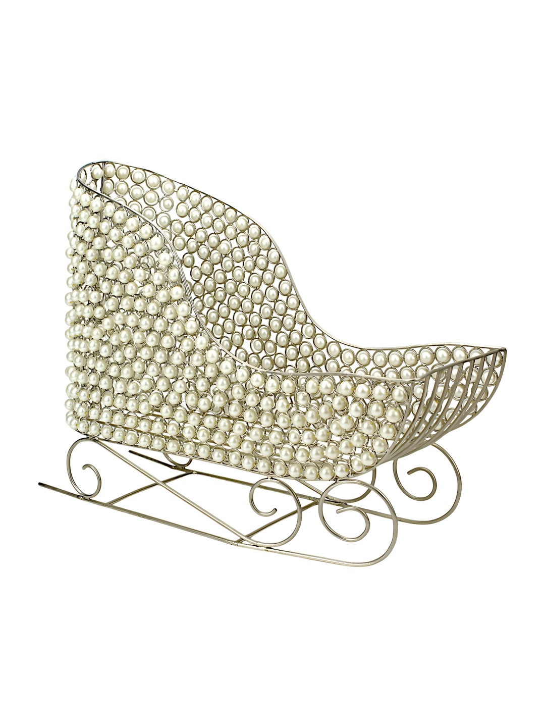 

Hind Decor Gold-Toned & White Glossy Metal Mosaic Finish Christmas Buggy