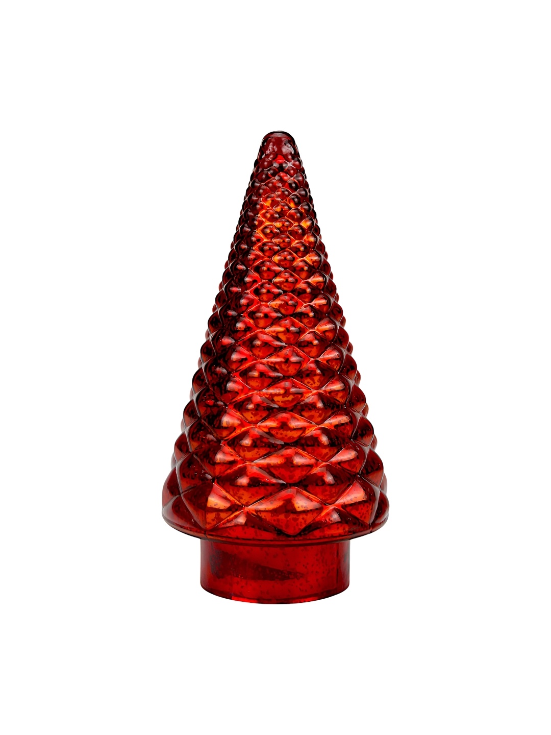 

Hind Decor Red Textured Glass Christmas Tree Showpiece