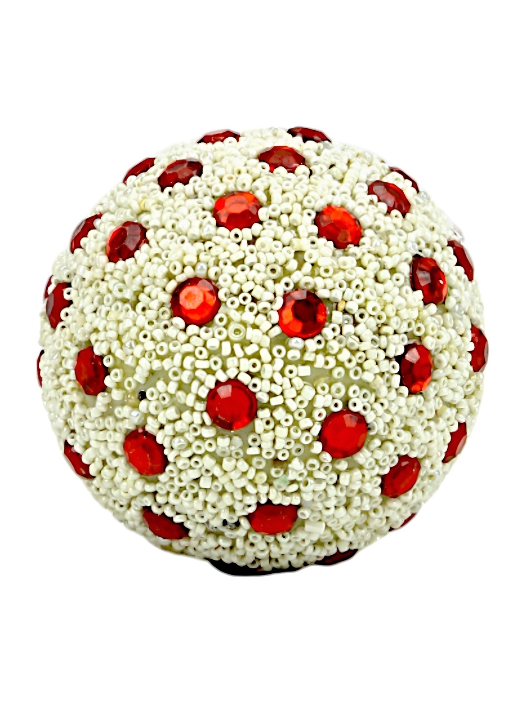 

Hind Decor White & Red Metallic Christmas Decorative Ball