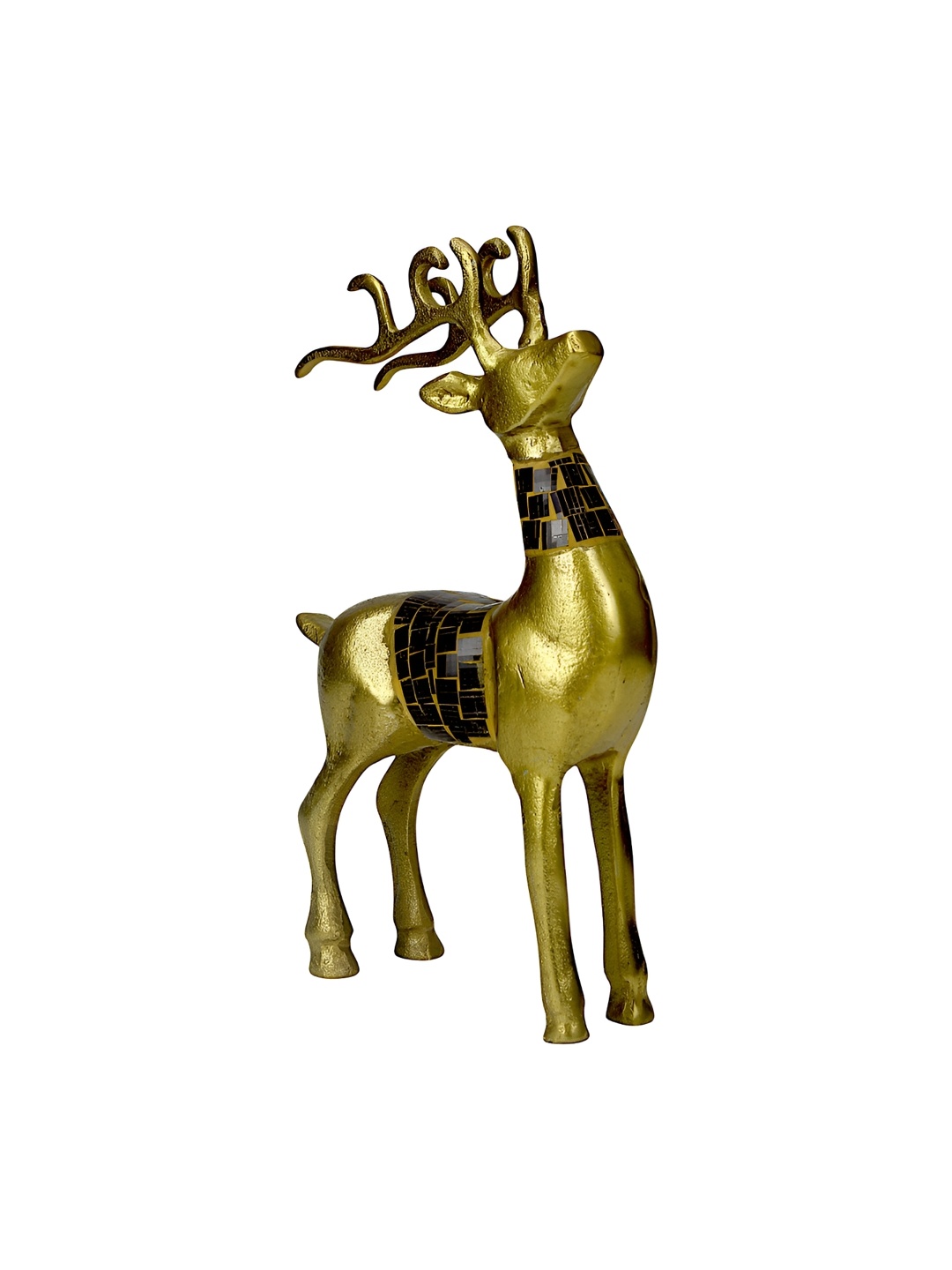 

Hind Decor Gold-Toned Aluminium Standing Reindeer Birds & Animals Figurine Showpiece