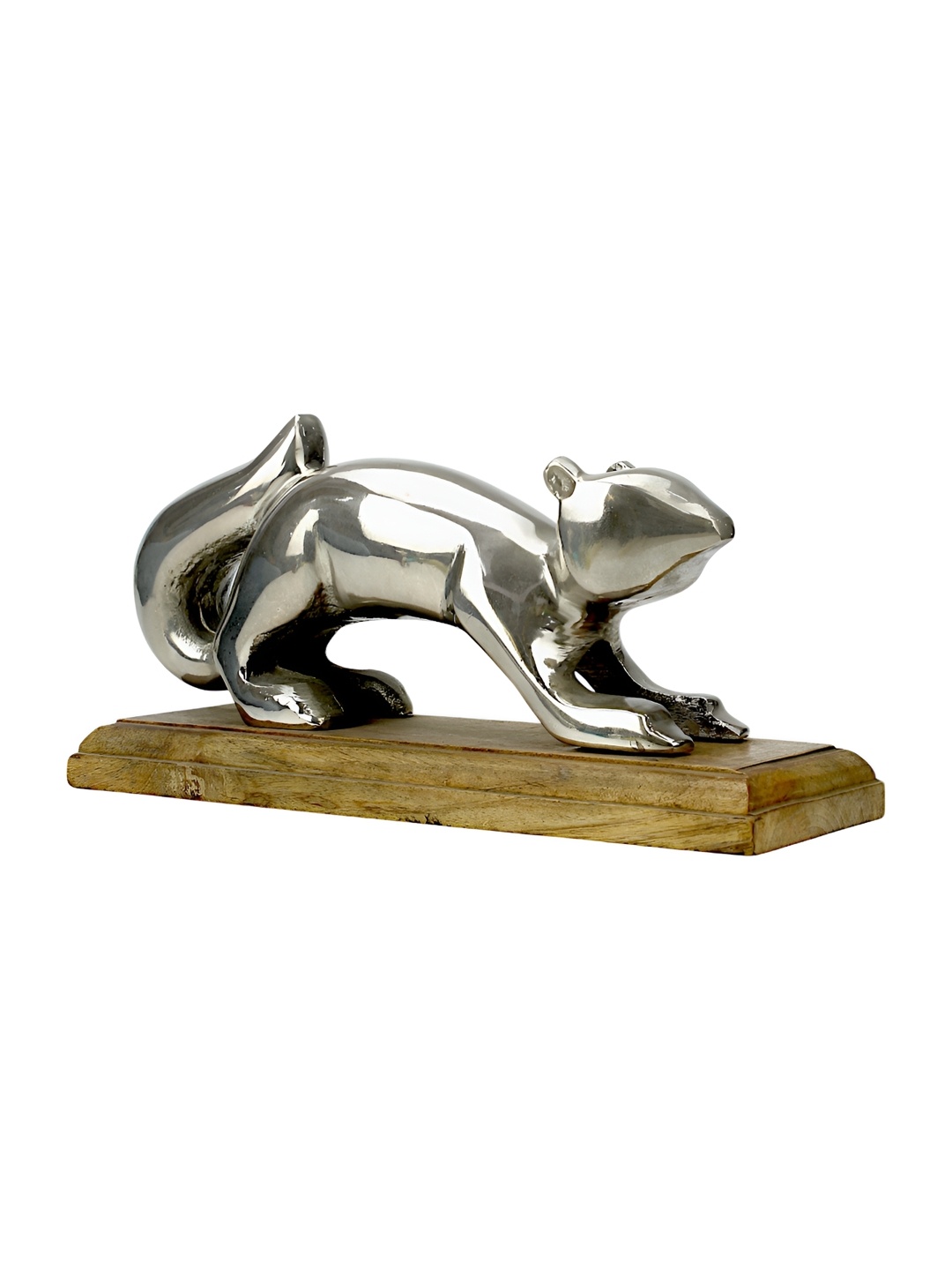 

Hind Decor Silver-Toned Aluminium Squirrel Birds and Animals Figurine Showpiece