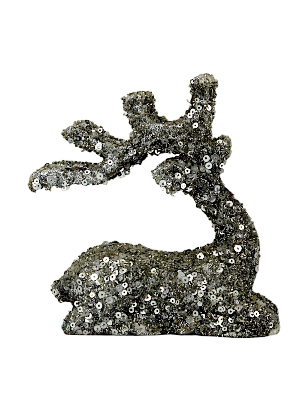 

Hind Decor Silver Toned Sitting Reindeer Showpiece