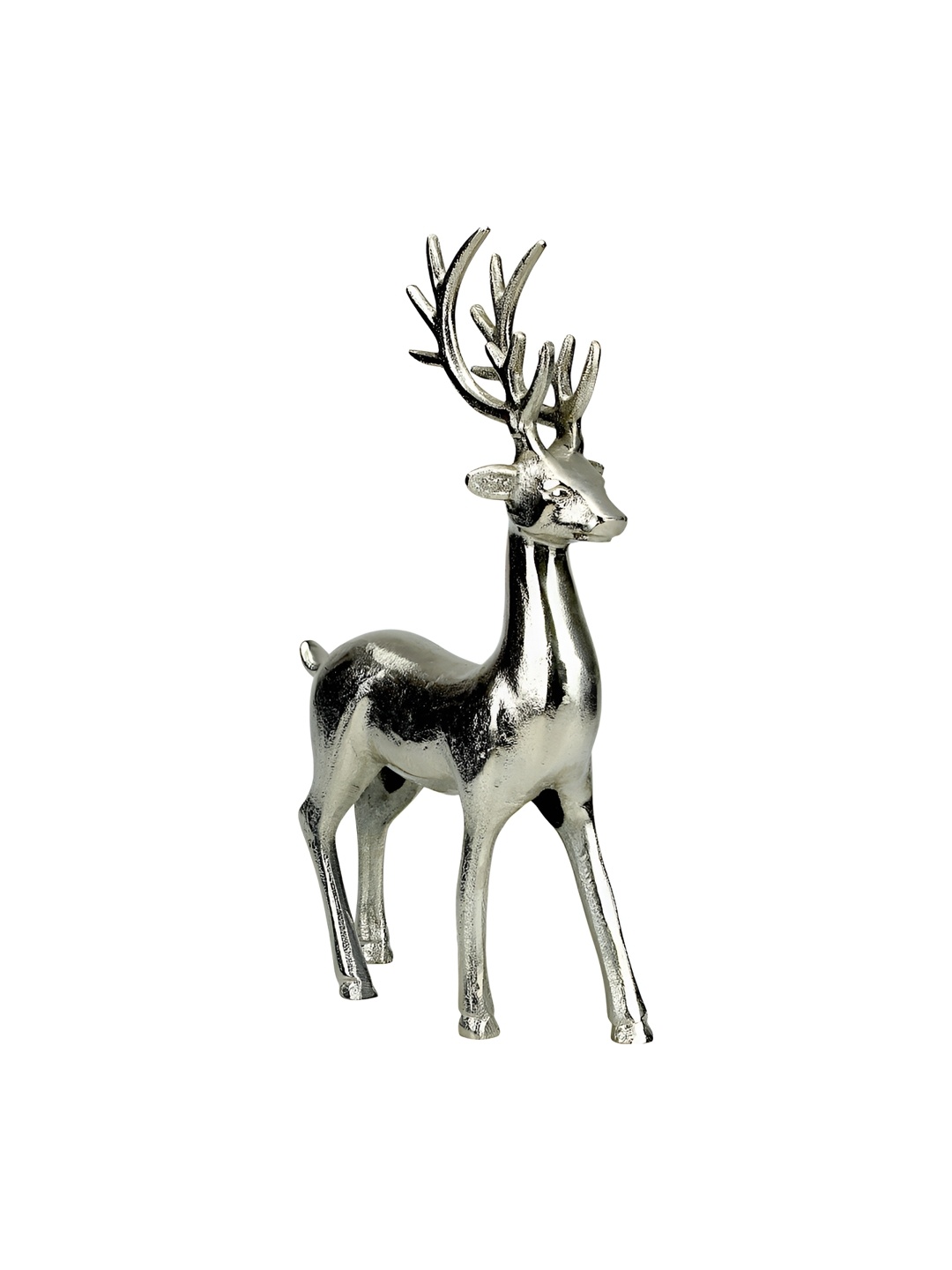 

Hind Decor Silver-Toned Standing Reindeer Showpiece