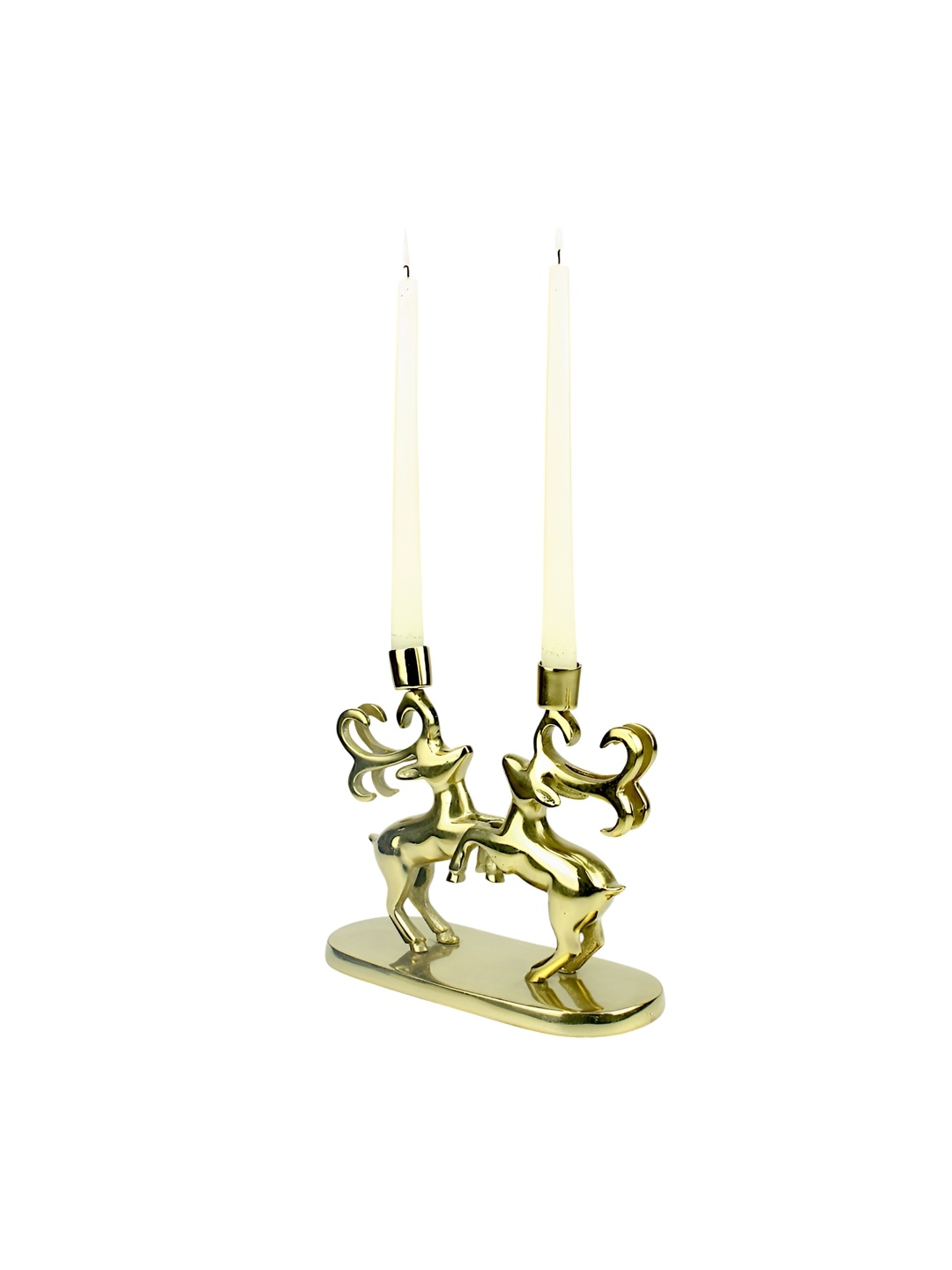 Hind Decor Gold-Toned Elegant Reindeer Candle Holder