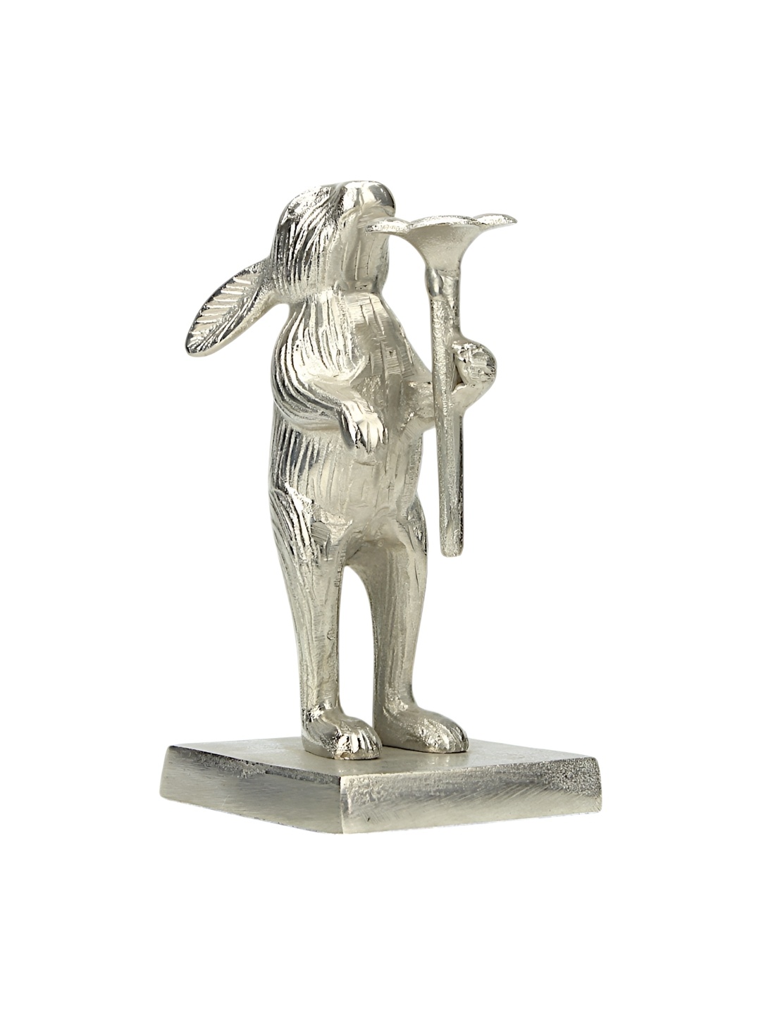 

Hind Decor Silver-Toned Textured Aluminum Standing Bunny Showpiece