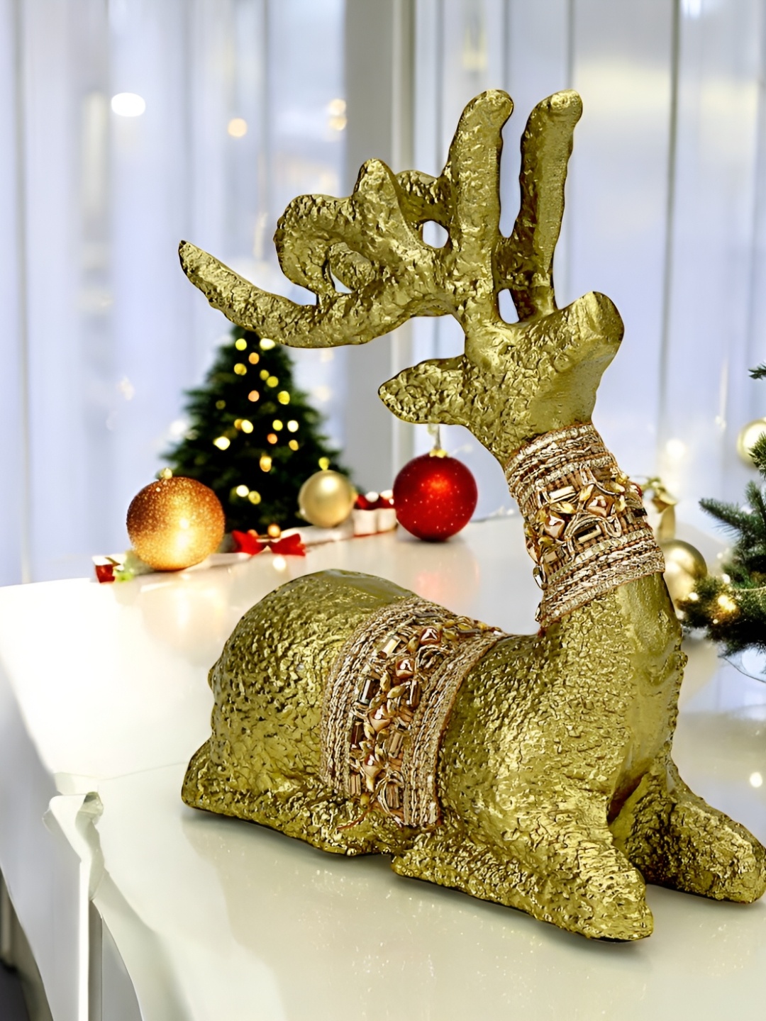 

Hind Decor Gold Toned Deer Figurine Showpiece