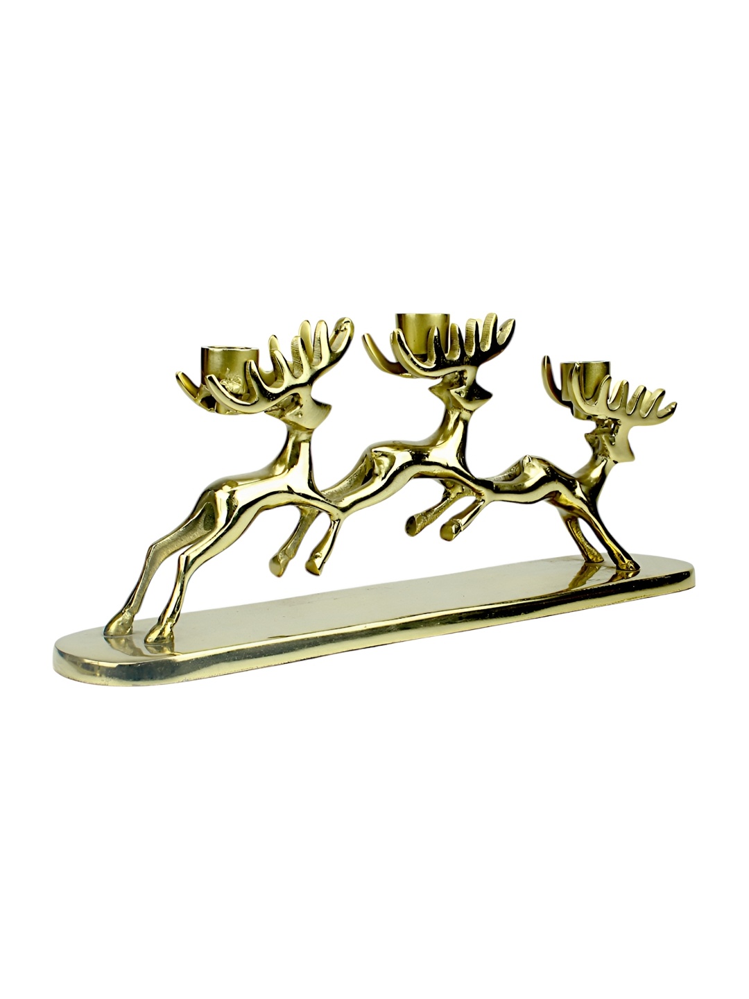 

Hind Decor Gold Toned Handcrafted Reindeer Candle Holder