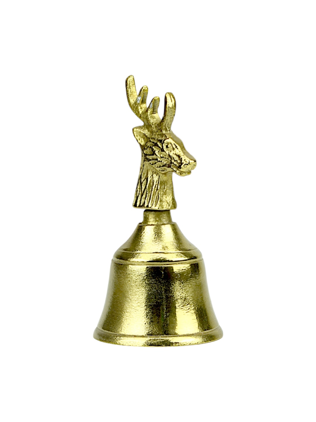 

Hind Decor Gold Toned Reindeer Design Christmas Bell