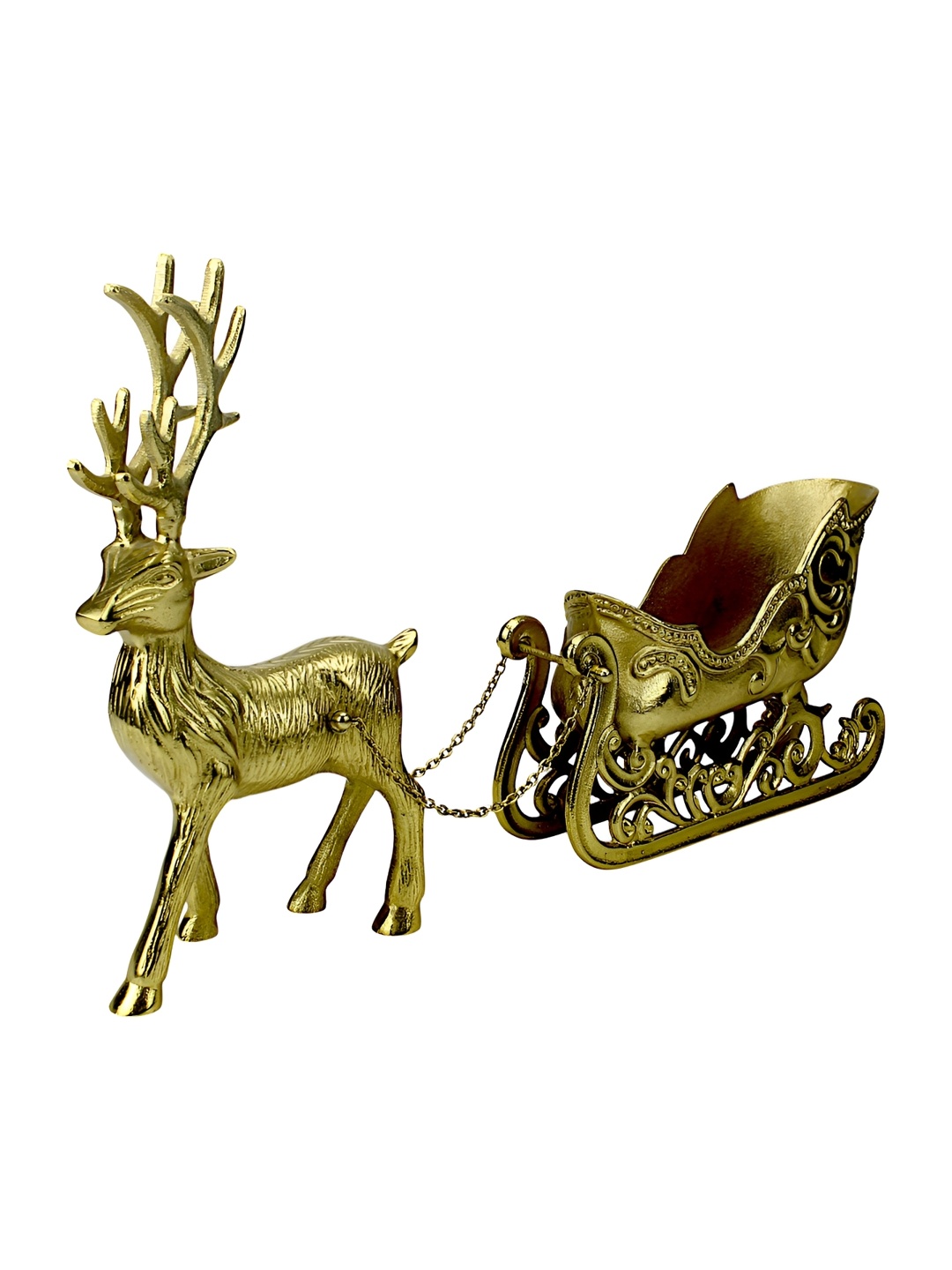 

Hind Decor Gold Toned Christmas Reindeer Showpiece