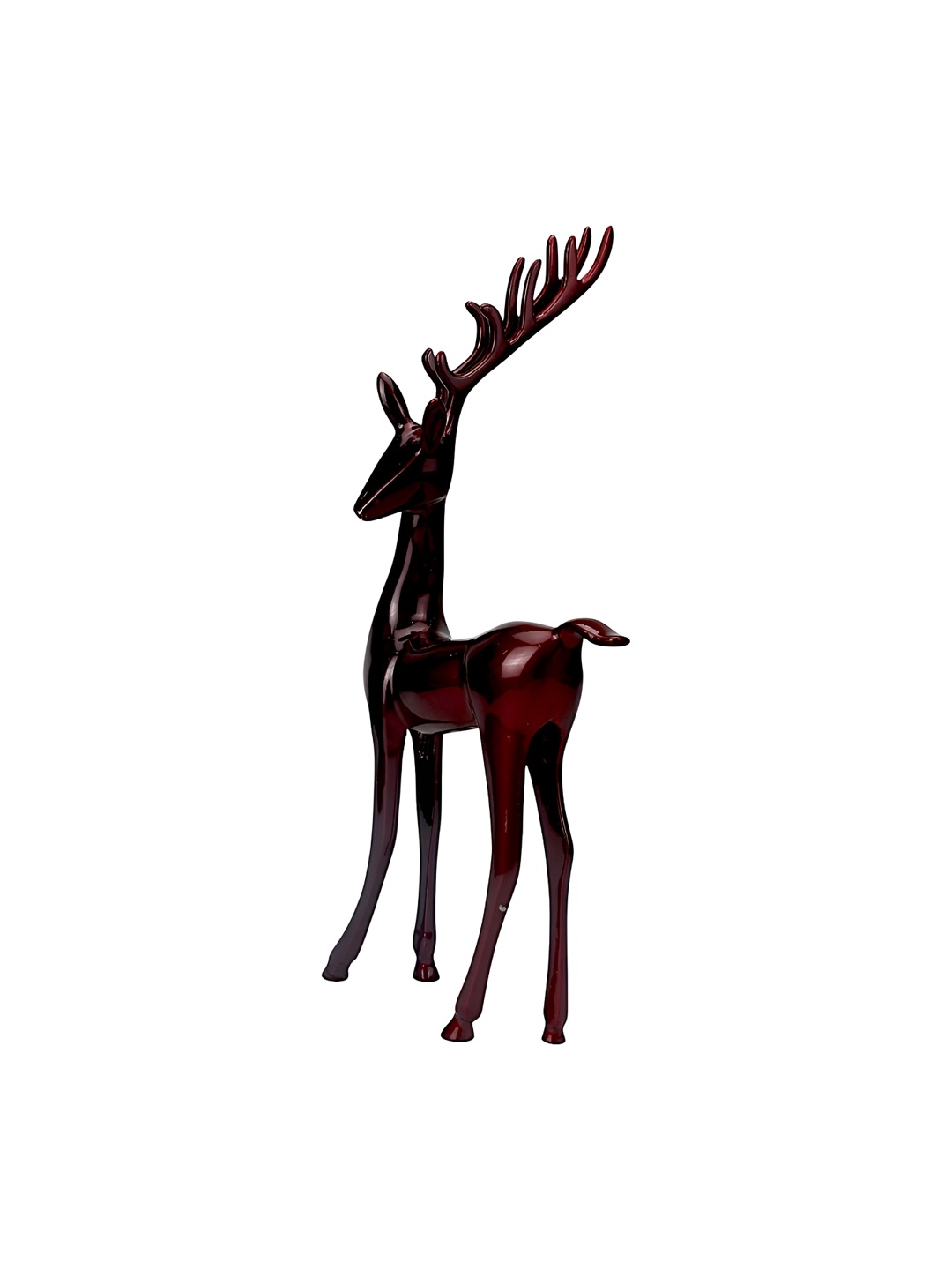 Hind Decor Red Aluminum Minimalistic Reindeer on Base Elegant Showpiece