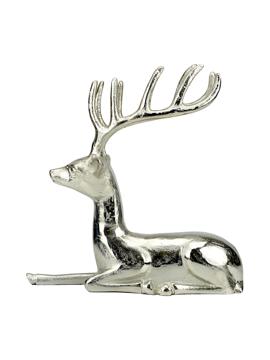 

Hind Decor Silver Toned Sitting Reindeer Showpiece
