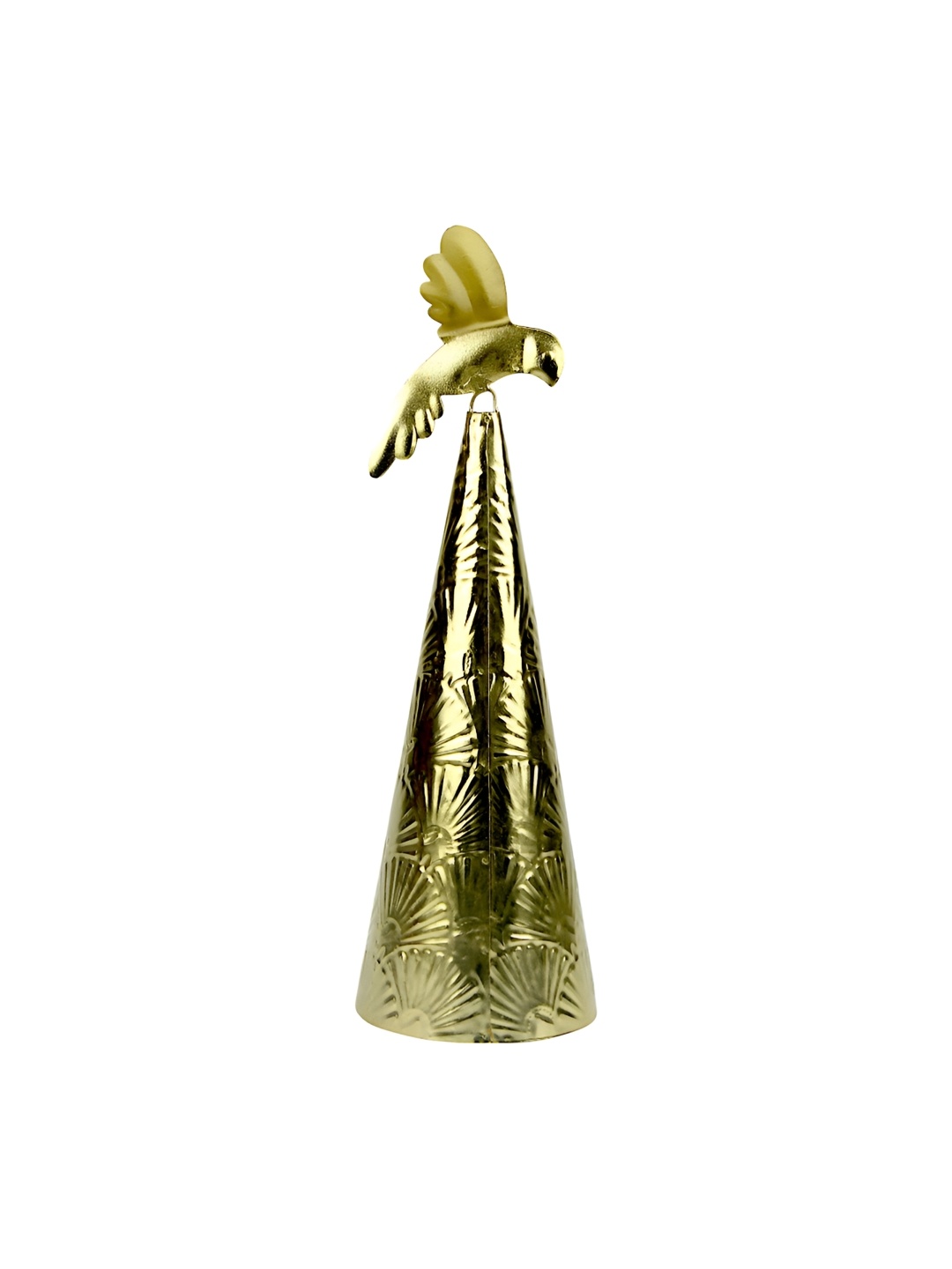 

Hind Decor Gold Toned Handcrafted Handcrafted Cone with Flying Bird Showpiece