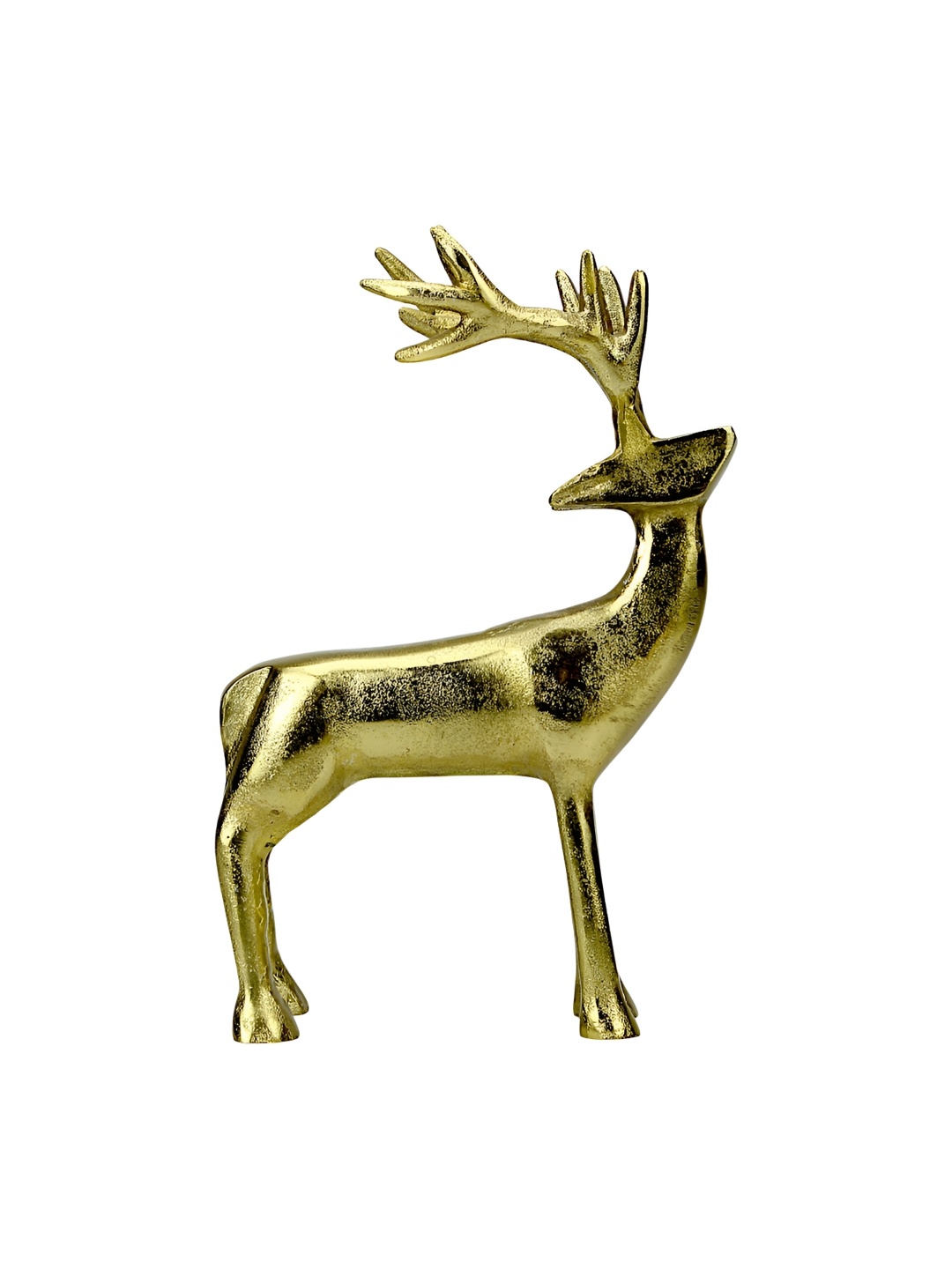 

Hind Decor Gold-Toned Aluminium Standing Reindeer Birds and Animals Textured Showpiece