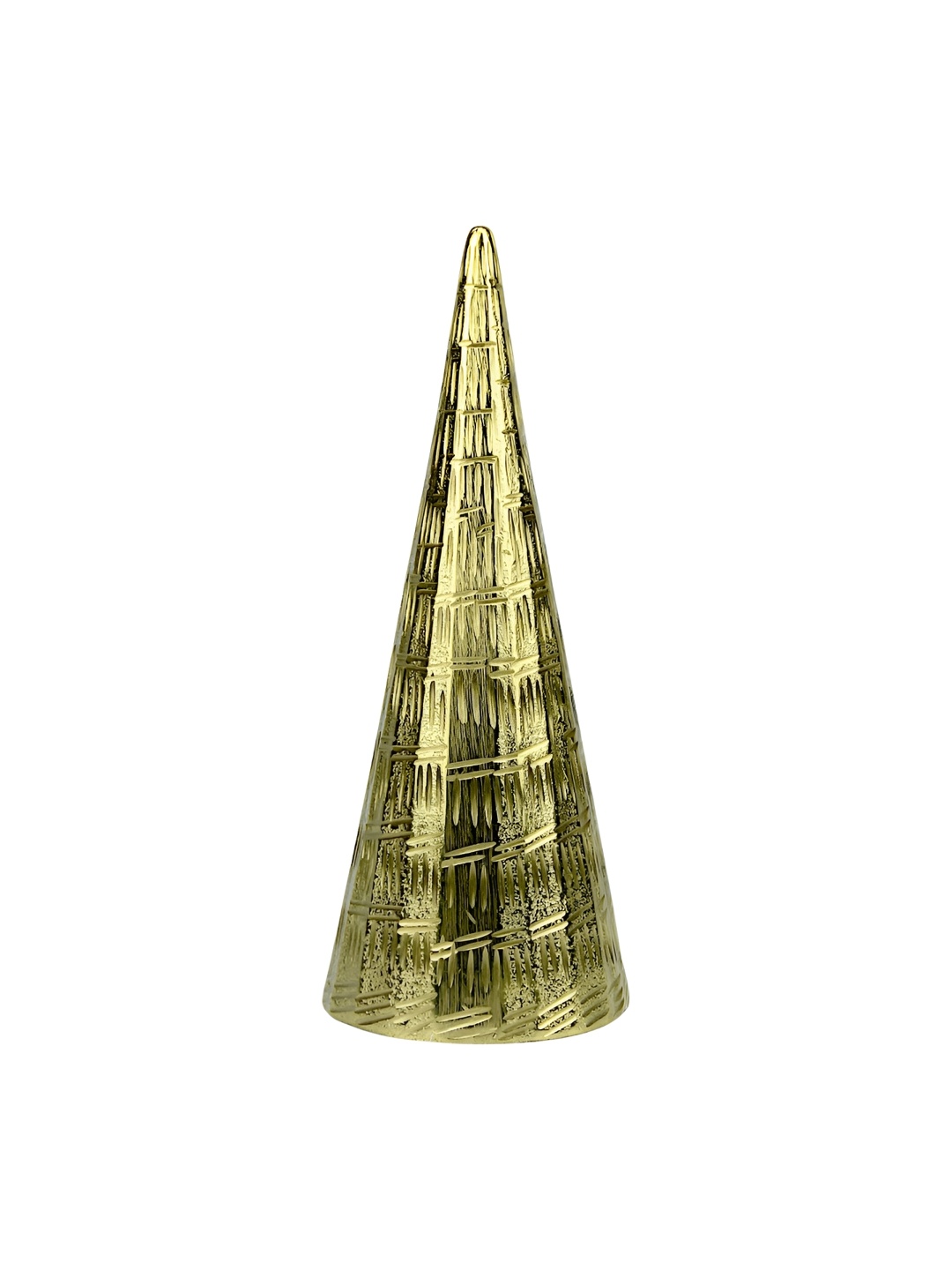 

Hind Decor Gold Toned Elegant Christmas Cone Decor, Yellow