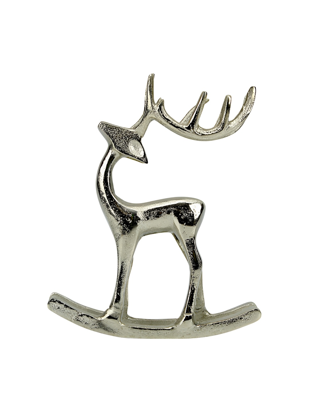 

Hind Decor Silver-Toned Textured Aluminum Standing Reindeer Showpiece