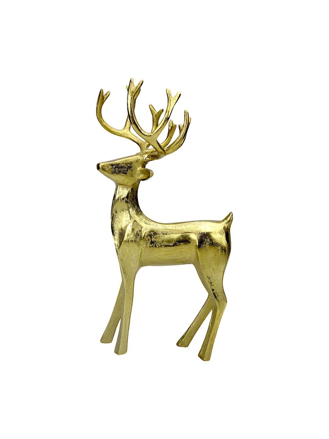 

Hind Decor Gold Toned Handcrafted Standing Reindeer Showpiece
