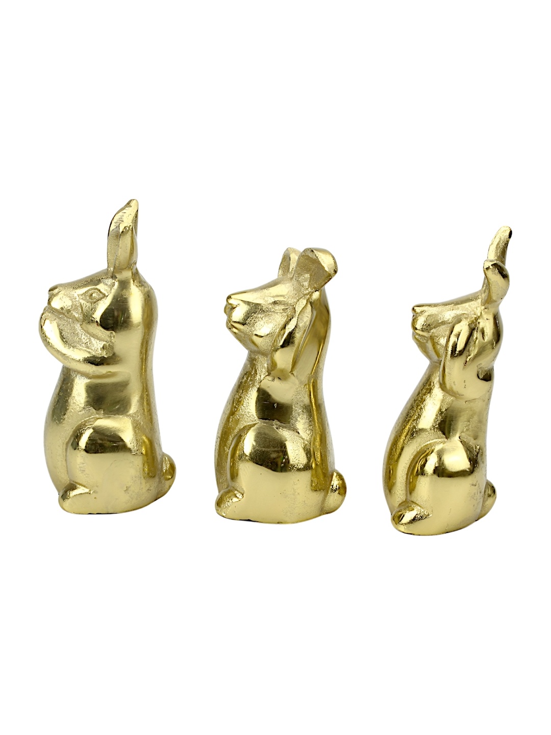 Hind Decor Gold-Toned 3 Pieces Elegant Bunny Showpieces