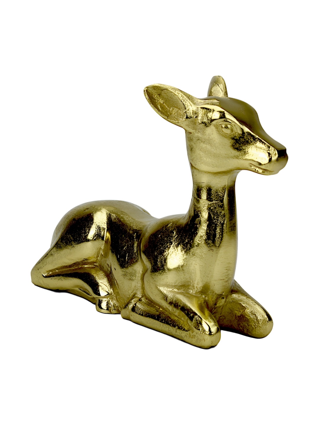 

Hind Decor Gold-Toned Aluminium Sitting Deer Birds and Animals Figurine Showpiece