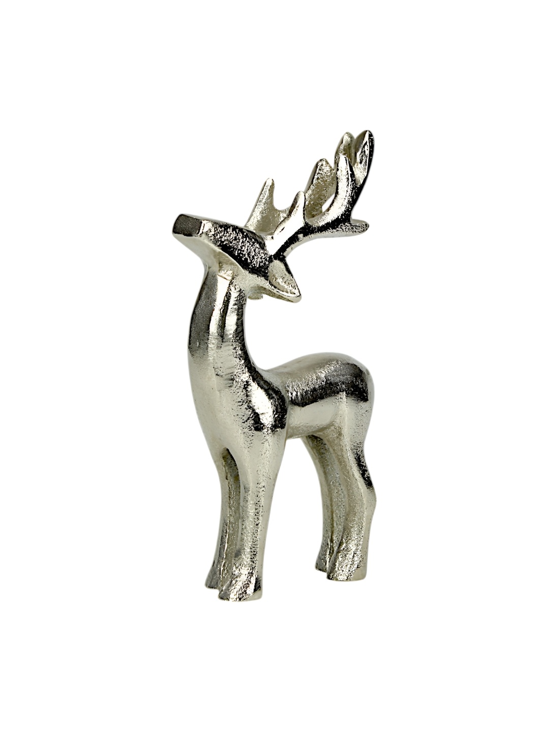 

Hind Decor Silver-Toned Aluminium Standing Deer Birds and Animals Figurine Showpiece, Gold
