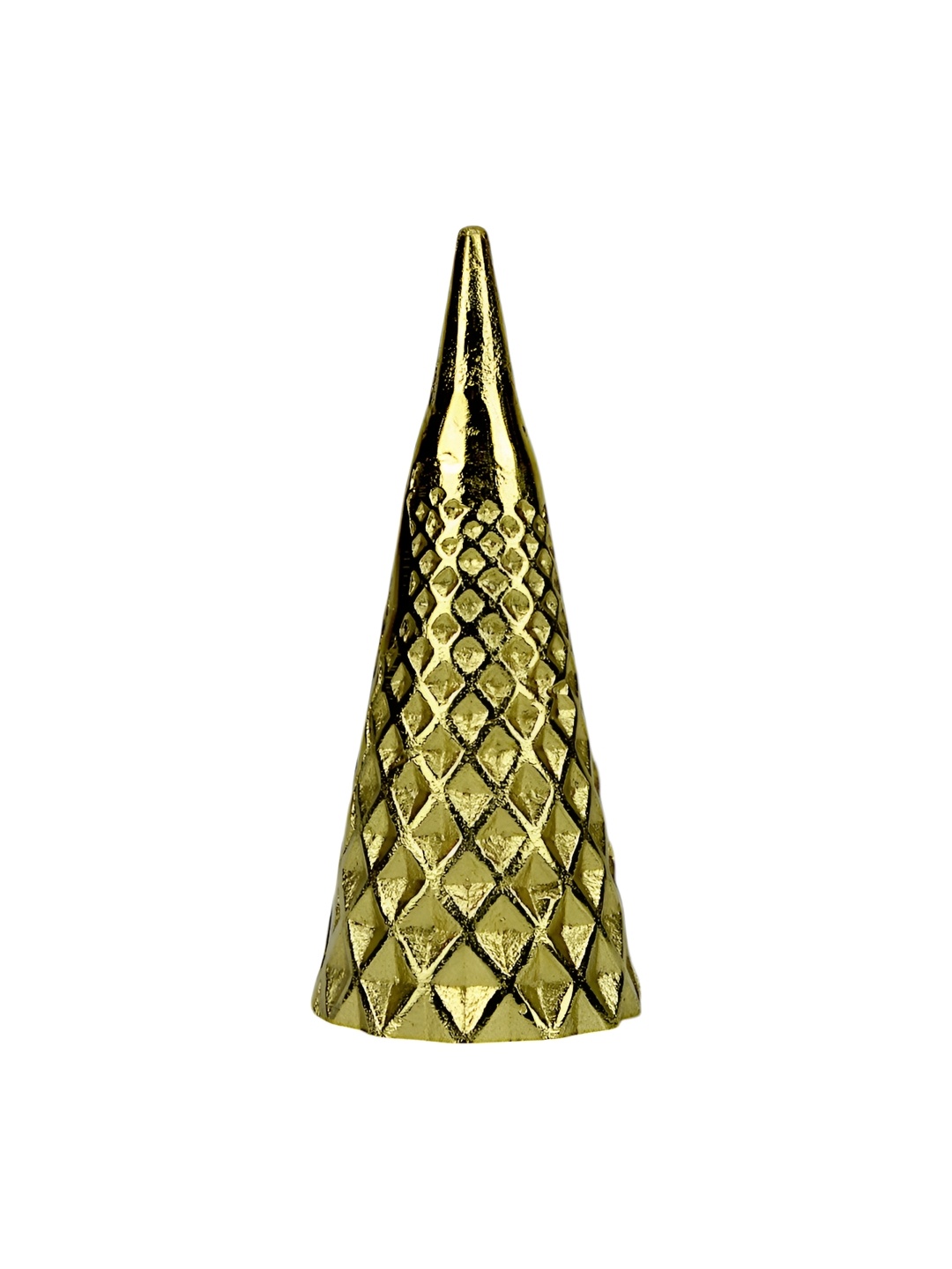 

Hind Decor Gold-Toned Elegant Handcrafted Christmas Cone Metal Showpiece