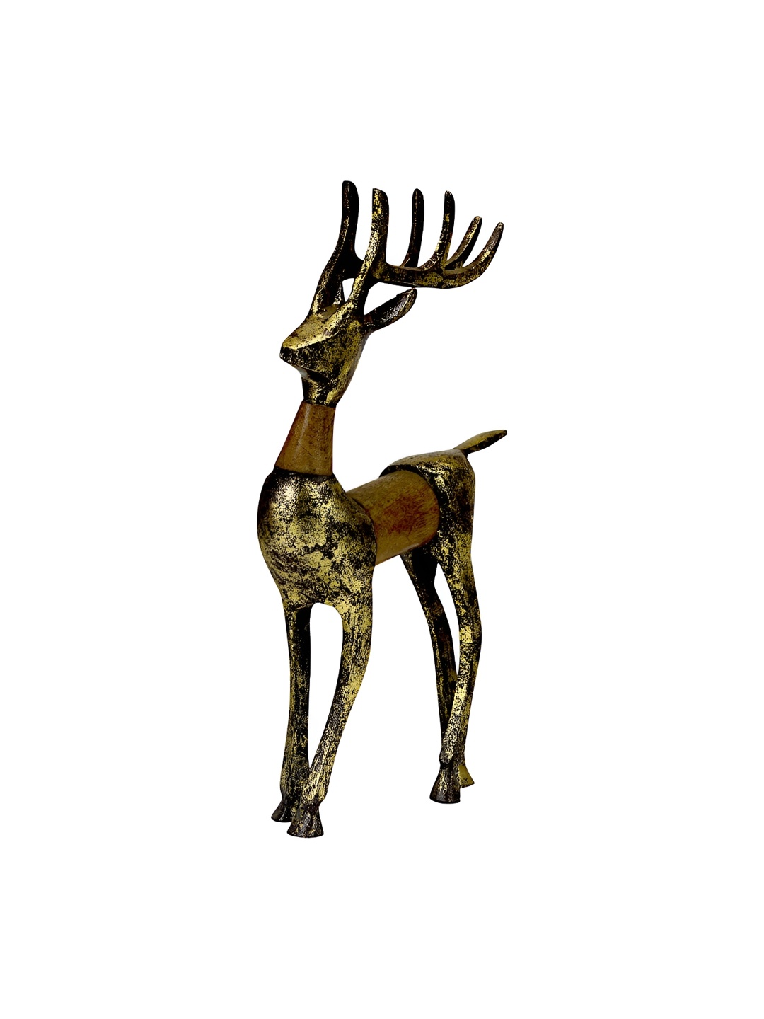 

Hind Decor Gold Toned & Brown Standing Reindeer Showpiece