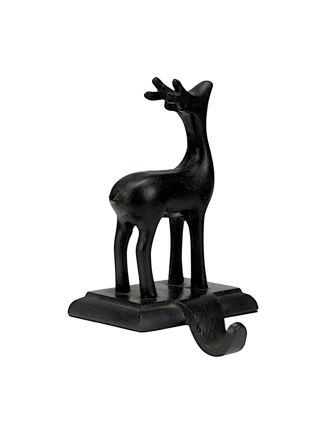 

Hind Decor Black Aluminum Reindeer Stocking Holder Showpiece