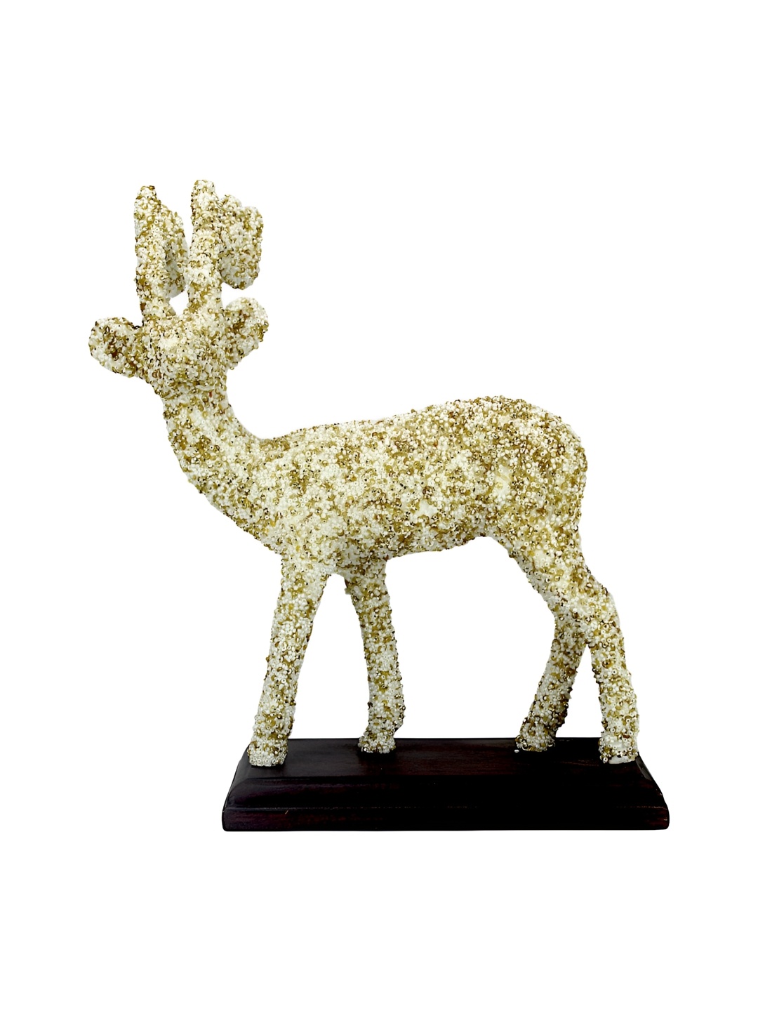 

Hind Decor White & Yellow Textured Aluminum Reindeer Showpiece