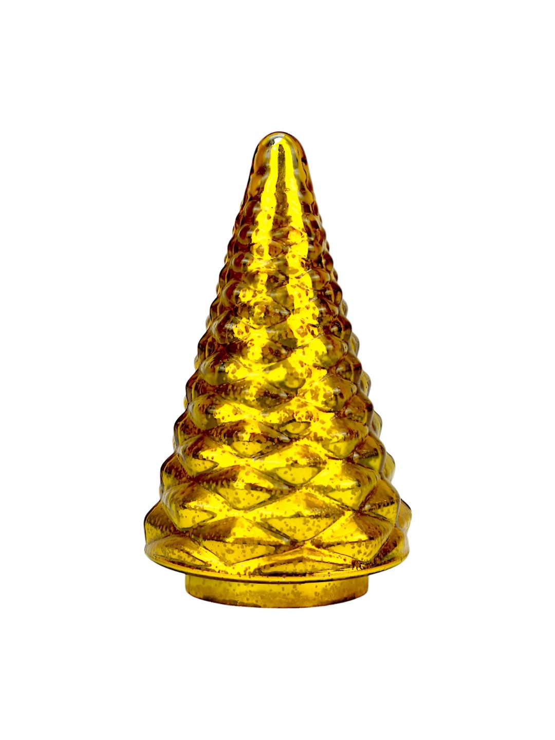 Hind Decor Yellow Textured Glass Christmas Tree Showpiece