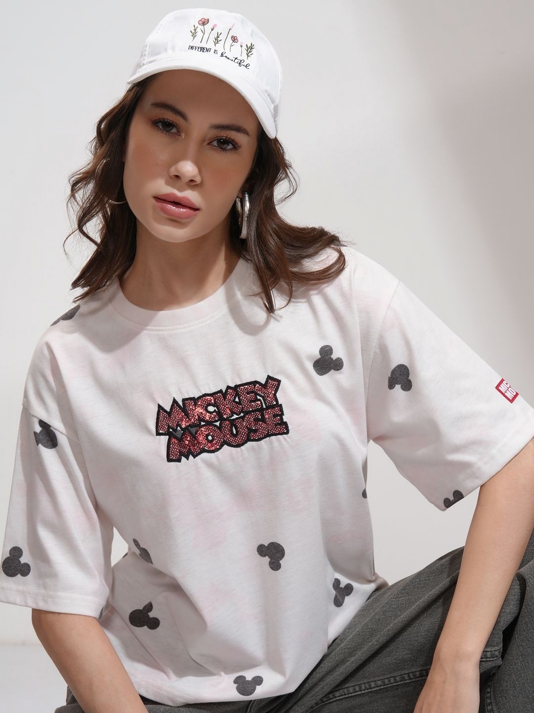 

Tokyo Talkies Disney Mickey Mouse Women Relaxed Fit Tshirt, White
