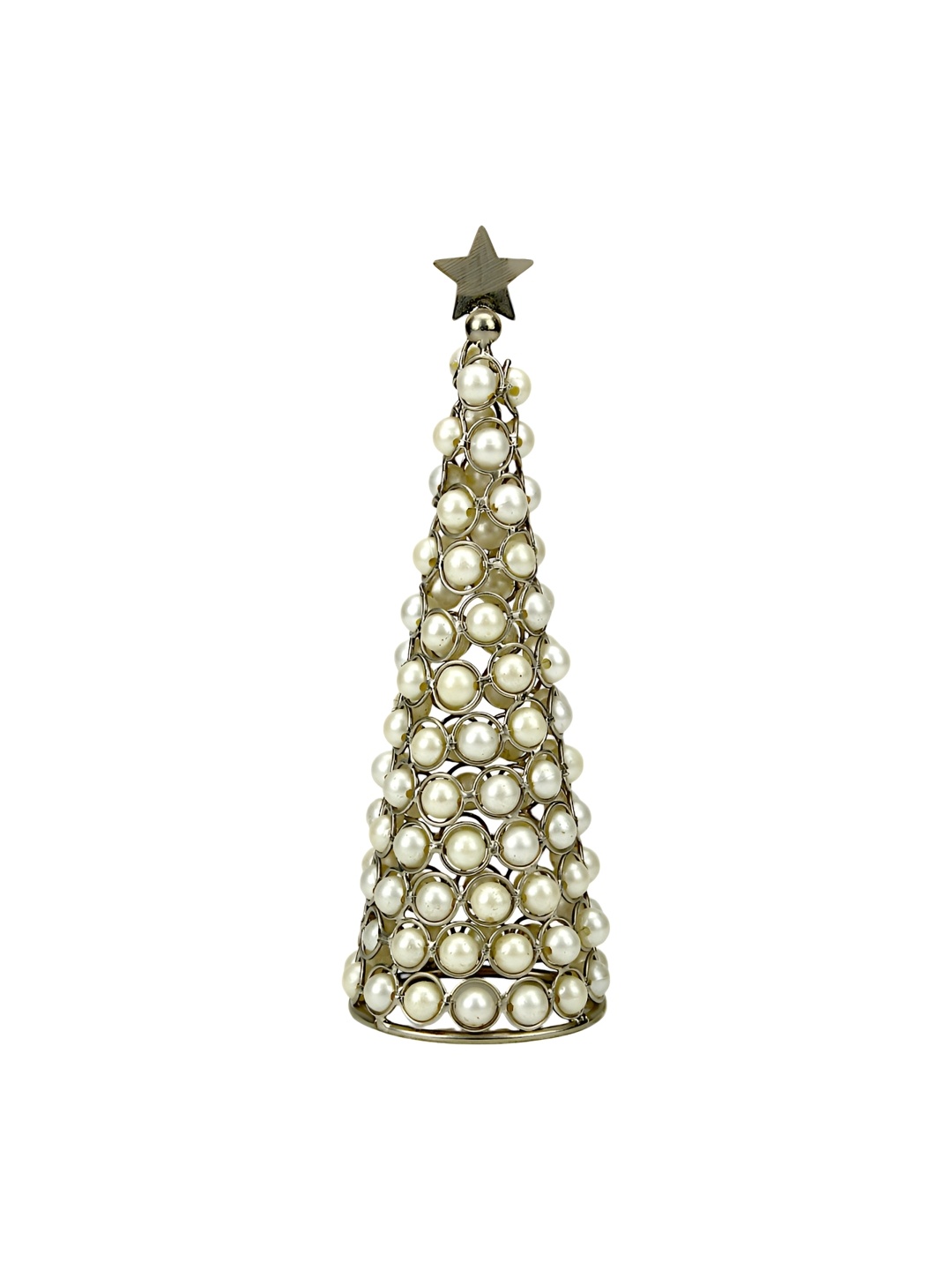 

Hind Decor Gold Toned & White Handcrafted Christmas Cone with Star Showpiece