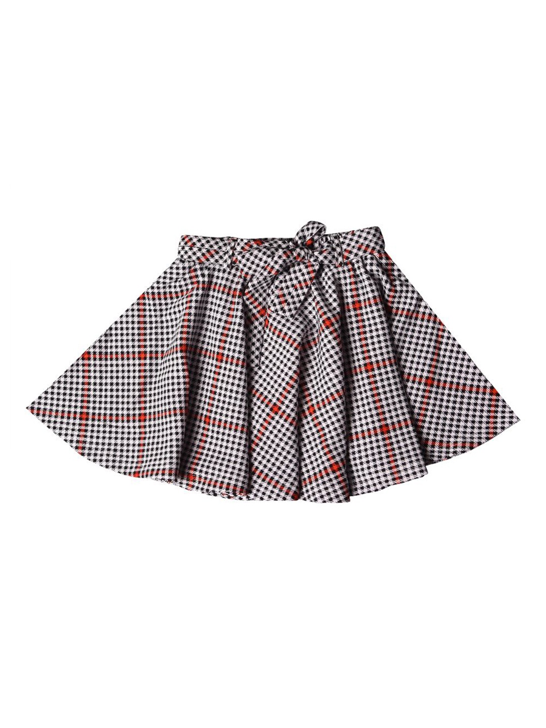 

Hunny Bunny Girls Checkered Flared Knee Length Skirt, Grey