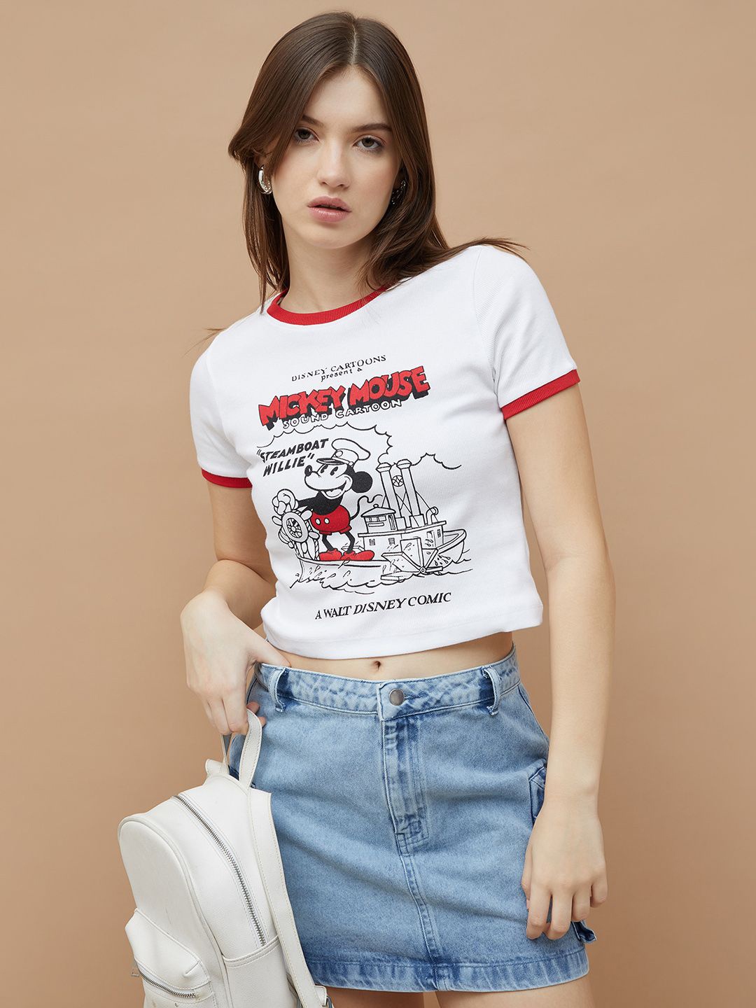 Ginger by Lifestyle Women Mickey Printed T Shirt, White