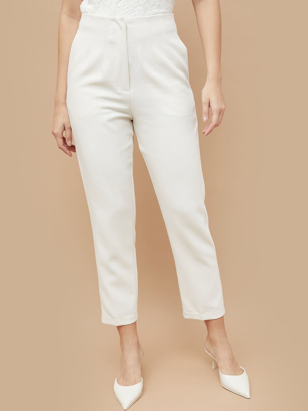 

CODE by Lifestyle Women Mid-Rise Trousers, Off white