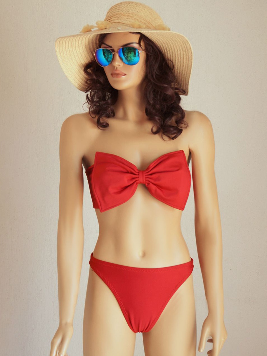 

FIMBUL Bow-Detail Swim Bikini Set, Red
