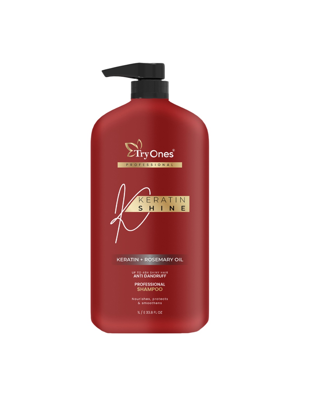 

TRYONES Keratin Rosemery Oil Anti-Dandruff Hair Shampoo For Nourishing & Smooth Hair- 1L, Red