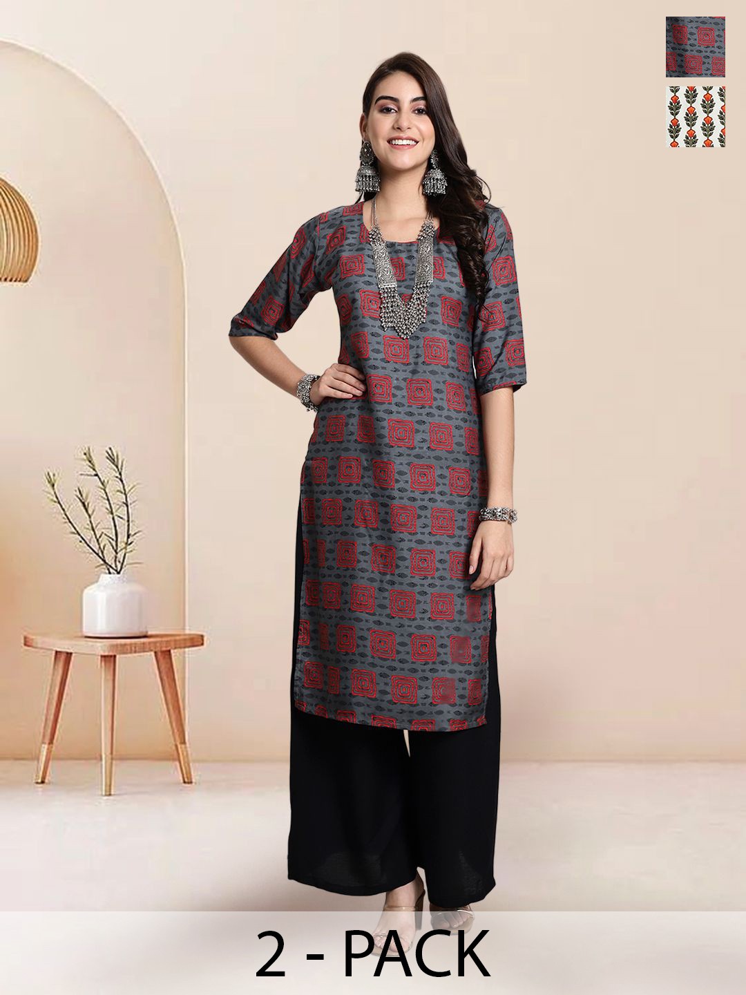 

7Threads Women Ethnic Motifs Printed Floral Crepe Kurta, Multi