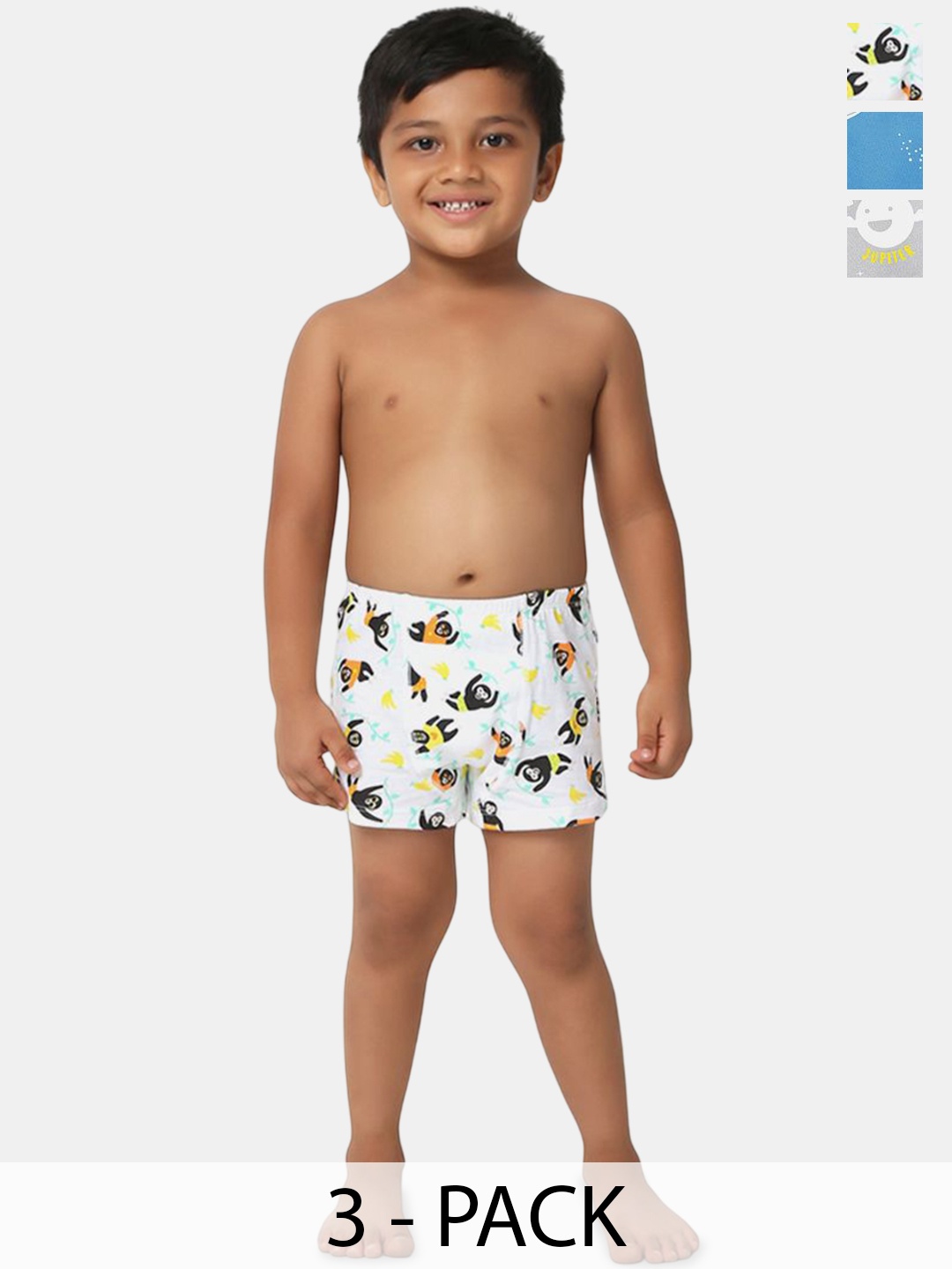 

You Got Plan B Boys Pack Of 3 Printed Cotton Boxer Briefs BB-Space: 8-10, White