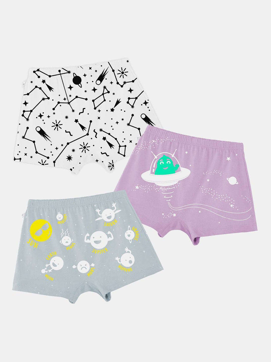 

You Got Plan B Girls Pack Of 3 Printed Cotton Boxer Briefs, White