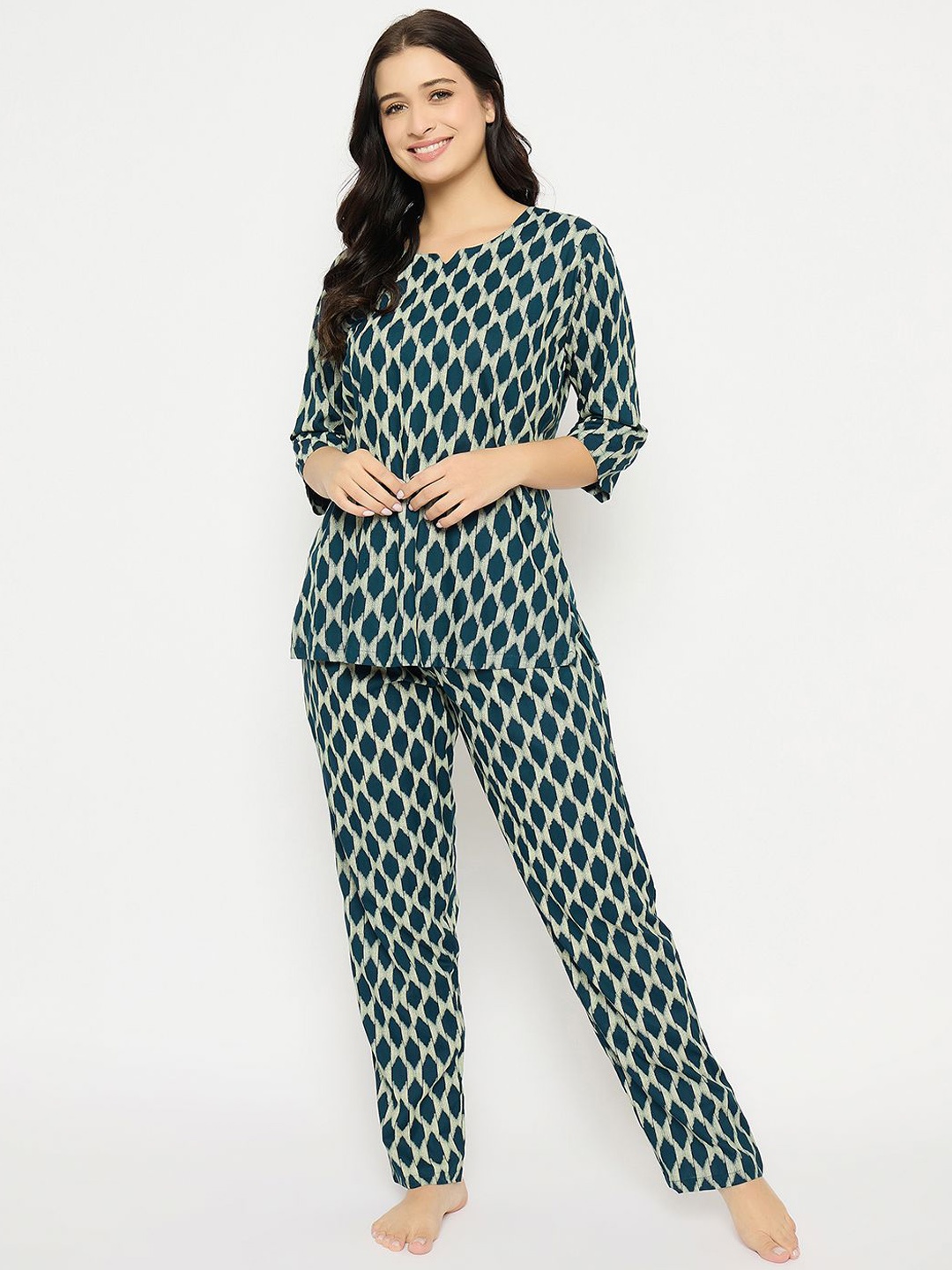 

Clovia Women Printed Night suit, Blue