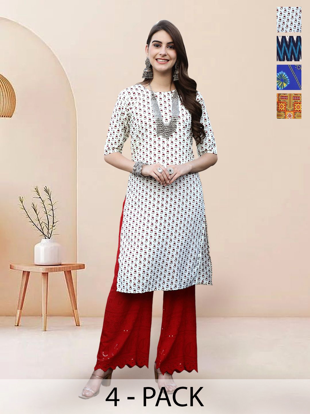 

7Threads Women Ethnic Motifs Printed Floral Crepe Kurta, Multi