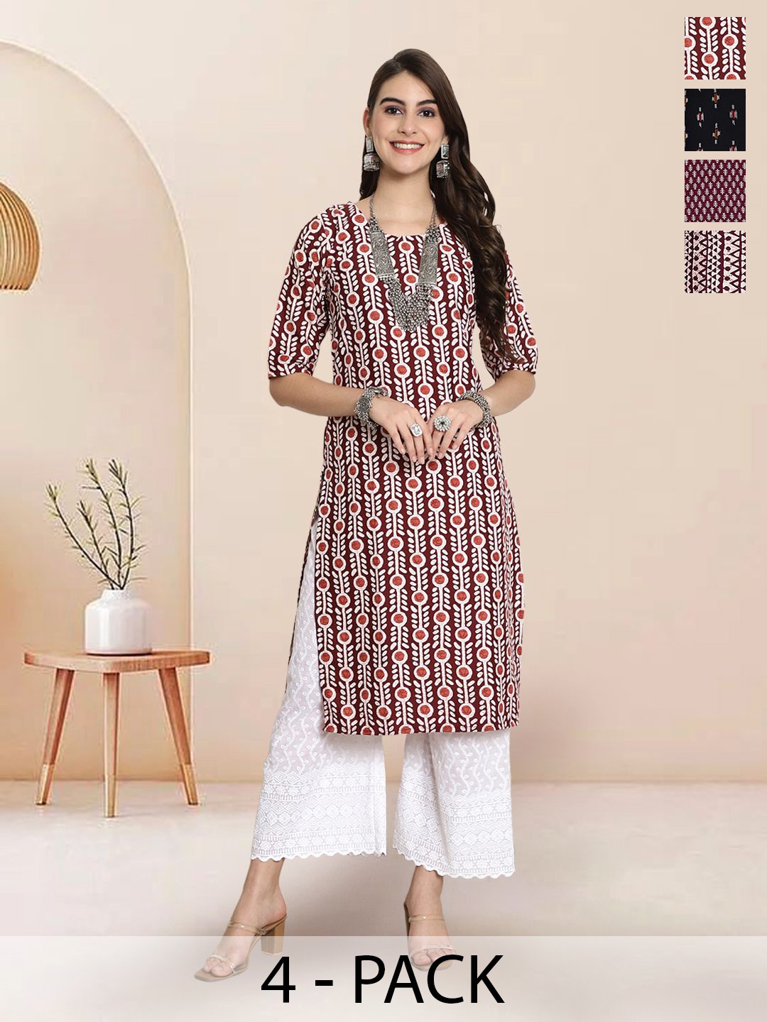 

7Threads Women Ethnic Motifs Printed Floral Crepe Kurta, Multi